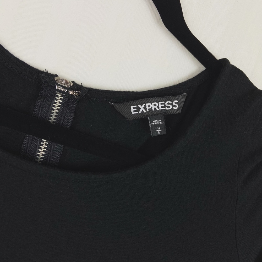 Black Express Zip Back Swing Dress Medium Long - Picture 4 of 5